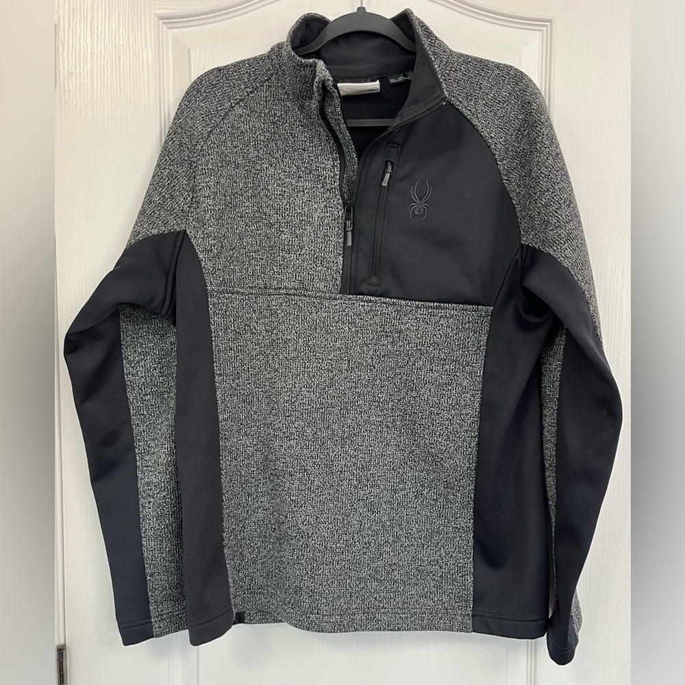 Spyder Gray and Black Quarter-Zip Pullover Mens Large